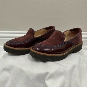Women’s Naturalizer Platform Loafer in Plum Patent Leather and Suede, Size 8